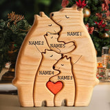 Personalized Wooden Bears Family Puzzle Gifts with Name Customizable Wooden Puzzle with 1-8 Name Decorative Piece for Home Decor and Birthday Gifts VEELU