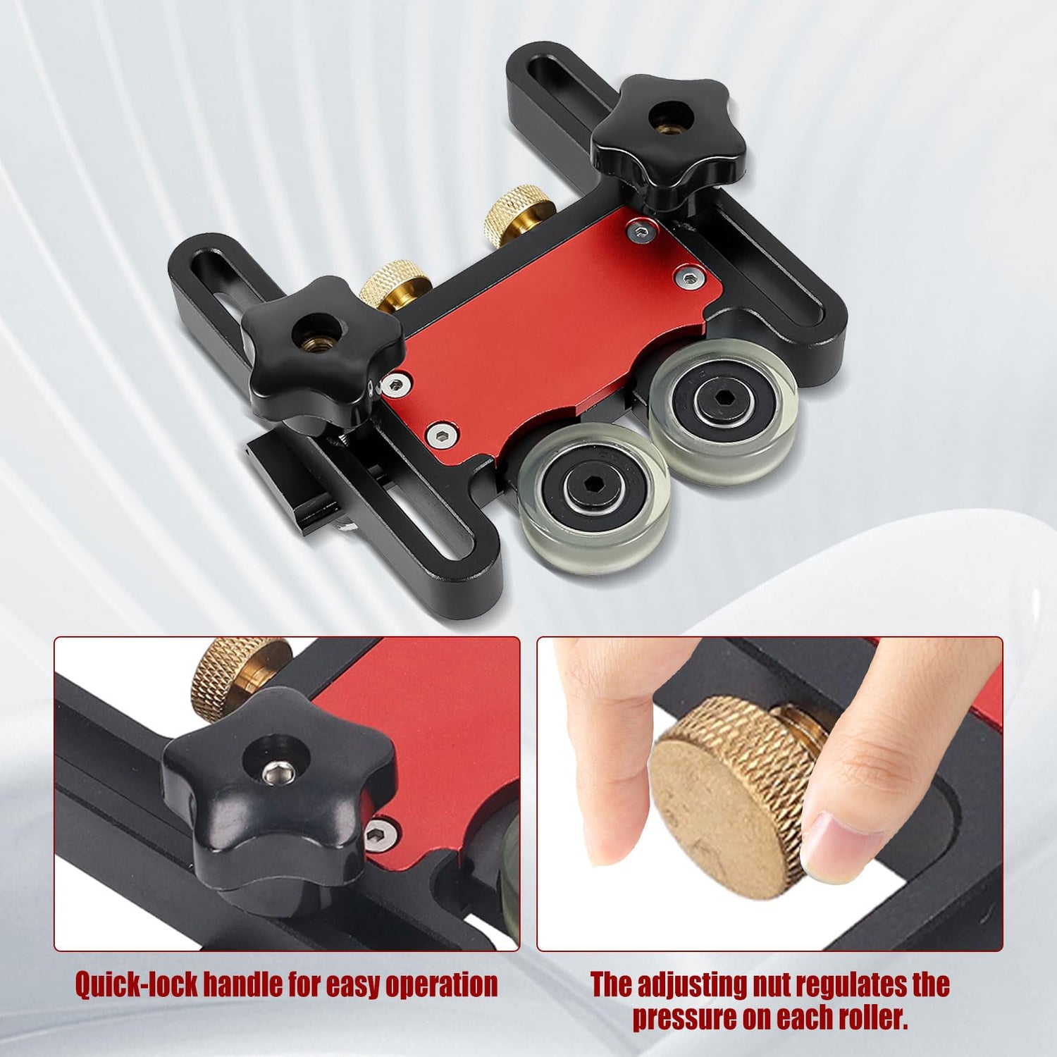 Aepiraza Bearing Roller Feather Boards, Aluminum Alloy Multi-Purpose Dual Bearing Roller Feather Loc Board Woodworking Table Saw Pressing Feeder Aepiraza