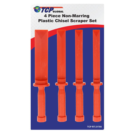 TCP Global 4 Piece Non-Marring Plastic Chisel Scraper Set - 3/4", 7/8", 1", 1-1/2" Wide, Length 11" TCP Global