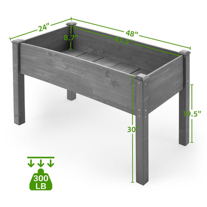 Raised Garden Bed with Legs (48x24x30''), Solid Wood Elevated Planter Box for Outdoor