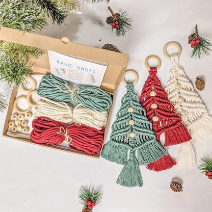 3PCS Christmas Tree Macrame Kit, Christmas Macrame Woven Tree DIY Kit, Woven Macrame Christmas Trees DIY Wall Hangings, Macrame Kits for Adults - WoodArtSupply