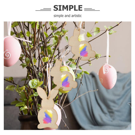Tofficu 36Pcs Easter Bunny Wood Cutout Unfinished Wooden Bunny Slices Wood Rabbit Ornament Gift Tags Easter Hanging Decorations for Easter Party DIY Tofficu