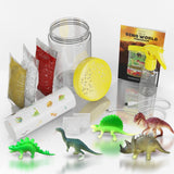 Dino World Terrarium Kit for Kids - LED Light in Lid - Dinosaur Toys for Boys & Girls Age 3, 4, 5, 6, 7, 8+ Year Old Boy and Girl Gifts - Dinosaur Dan&Darci