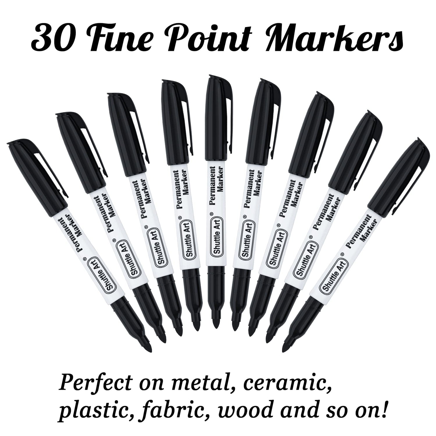 Shuttle Art Permanent Markers Bundle, 30 Pack Black and 30 Pack Blue Permanent Marker set,Fine Point, Works on Plastic,Wood,Stone,Metal and Glass for Shuttle Art