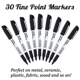 Shuttle Art Permanent Markers Bundle, 30 Pack Black and 30 Pack Blue Permanent Marker set,Fine Point, Works on Plastic,Wood,Stone,Metal and Glass for Shuttle Art