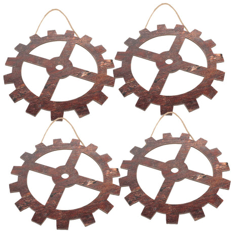 4pcs wooden gear wall decoration antique steampunk gear wooden steampunk gear vintage gear wheel art gear wheel wall hangings antique decor wagon KONTONTY