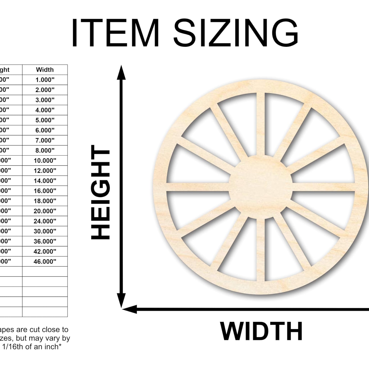 Unfinished Wood Wagon Wheel Shape | Rustic Farmhouse | DIY Craft Cutout | Up to 24" 6" / 1/4" 24 Hour Crafts