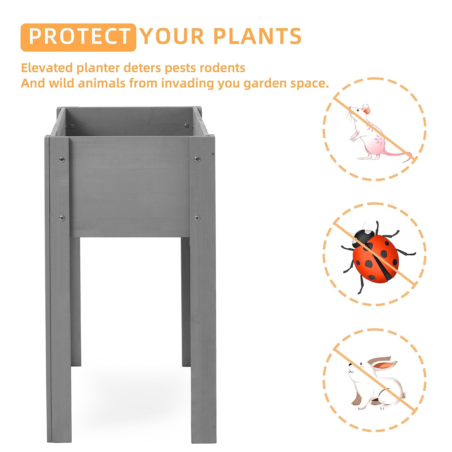 Raised Garden Bed with Legs, 31x16x31'', Outdoor Wood Elevated Planter Box, Grey Cedar, Thick Legs, w/Liner