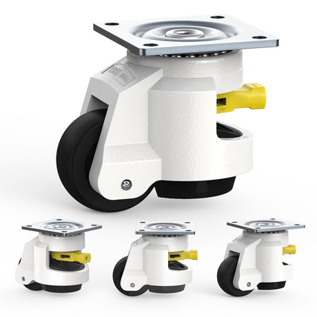 HOLKIE Leveling Casters with Ratchet Handle Design Casters Set of 4 Total Capacity 4400 Lbs Heavy Duty Industrial Casters with Adjustable Leveling HOLKIE