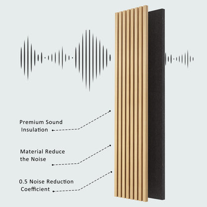 ROOMTEC Acoustic Wood Wall Panels, 2 Pack 94.49” x 12.6” Soundproof Wall Panels, Wood Slat Wall Panels for Wall Decor (Natural Oak) - WoodArtSupply