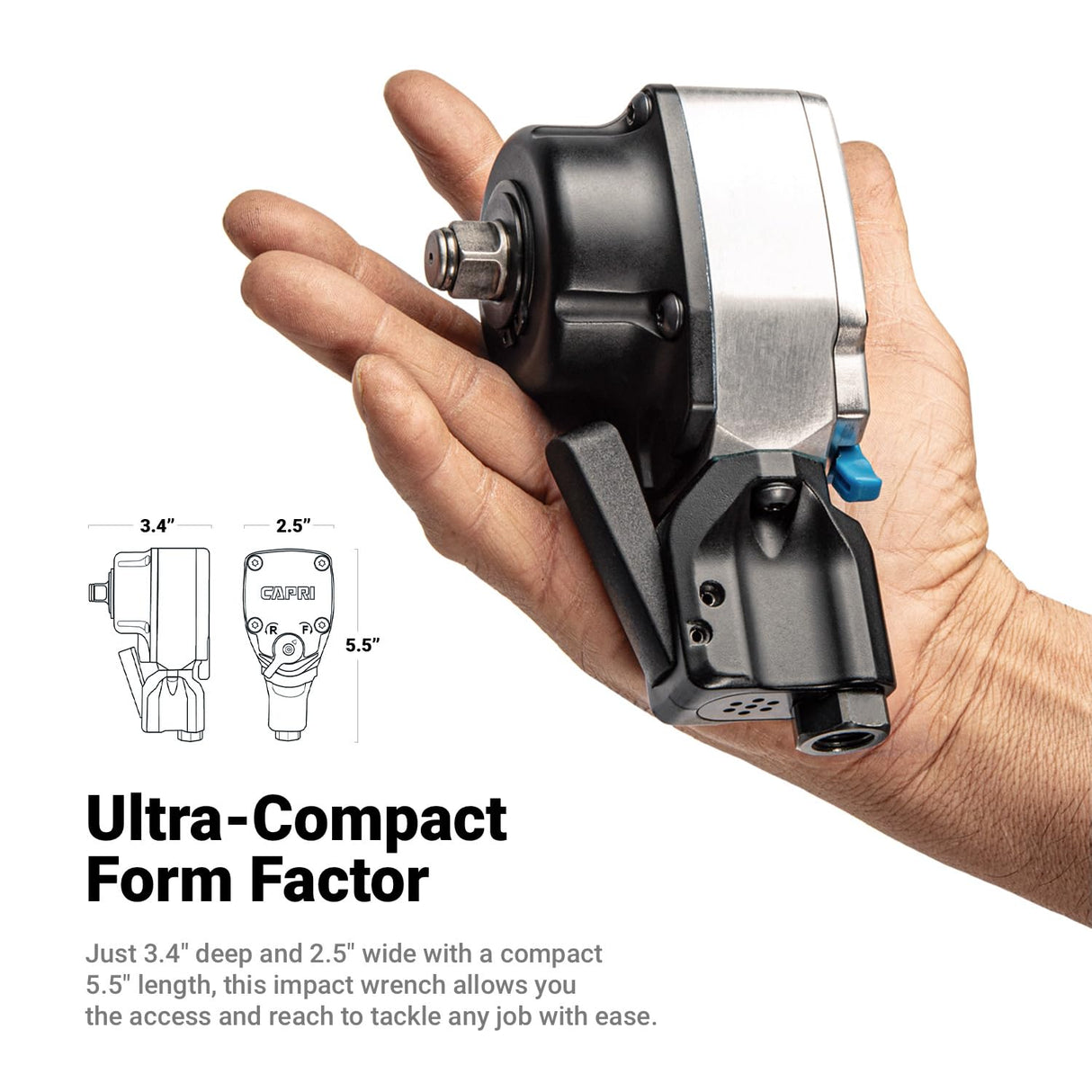 Capri Tools 1/2 in. Palm Air Impact Wrench, 400 ft. lbs. Capri Tools