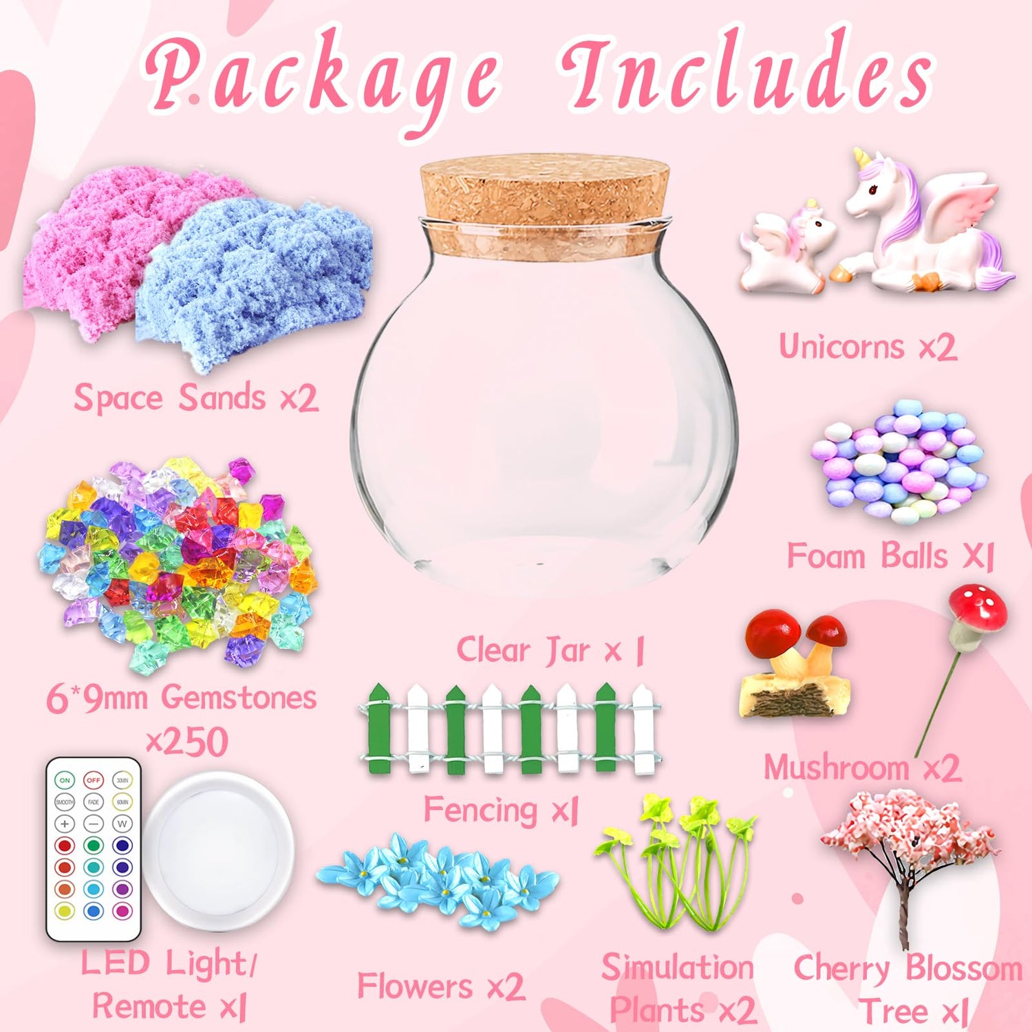 Unicorn Terrarium Crafts Kit for Kids-LED Night Light Up & Remote Unicorn Birthday Gifts Toys for Girls Ages 4 5 6 7 8 9 10 Year Old for Girls 7july