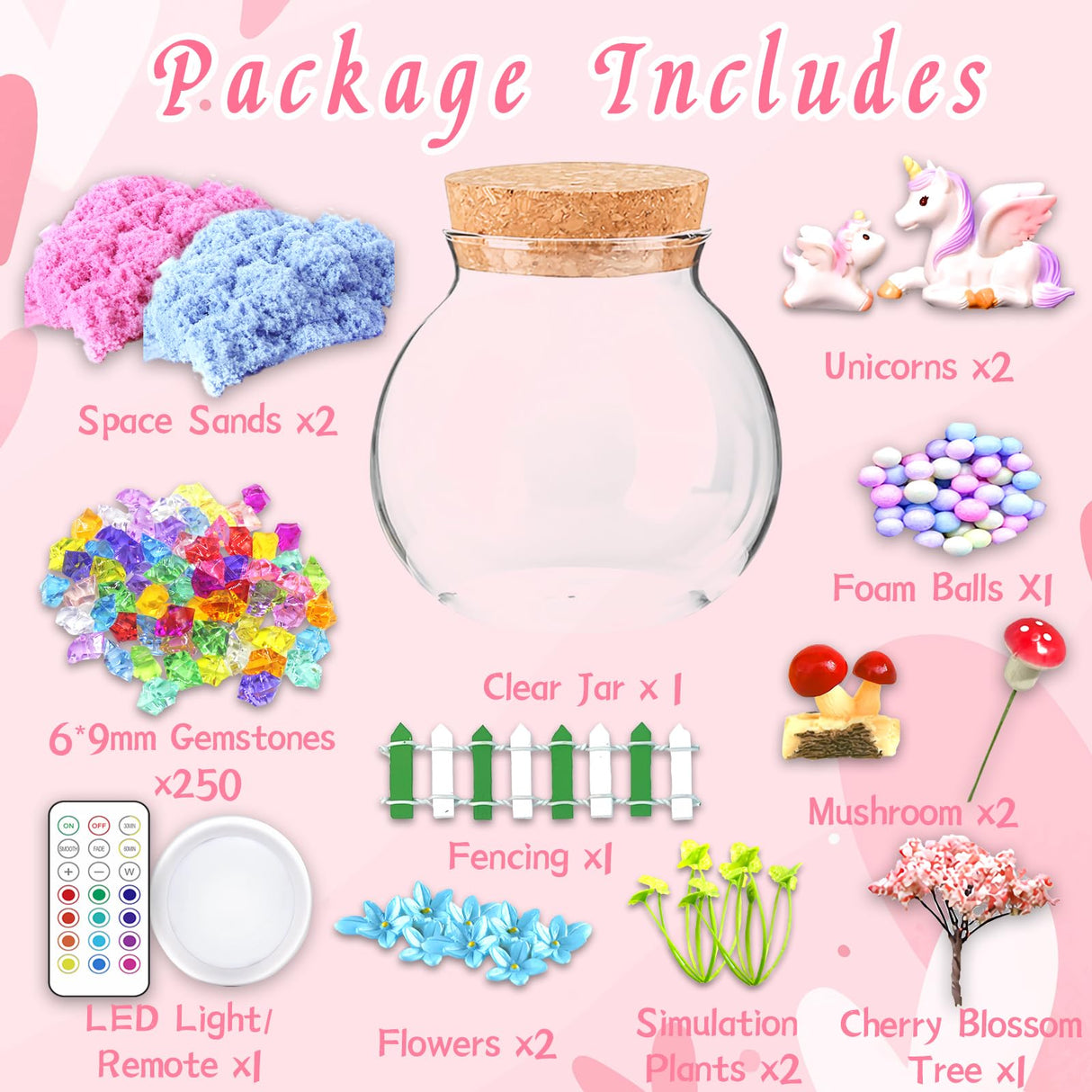 Unicorn Terrarium Crafts Kit for Kids-LED Night Light Up & Remote Unicorn Birthday Gifts Toys for Girls Ages 4 5 6 7 8 9 10 Year Old for Girls 7july