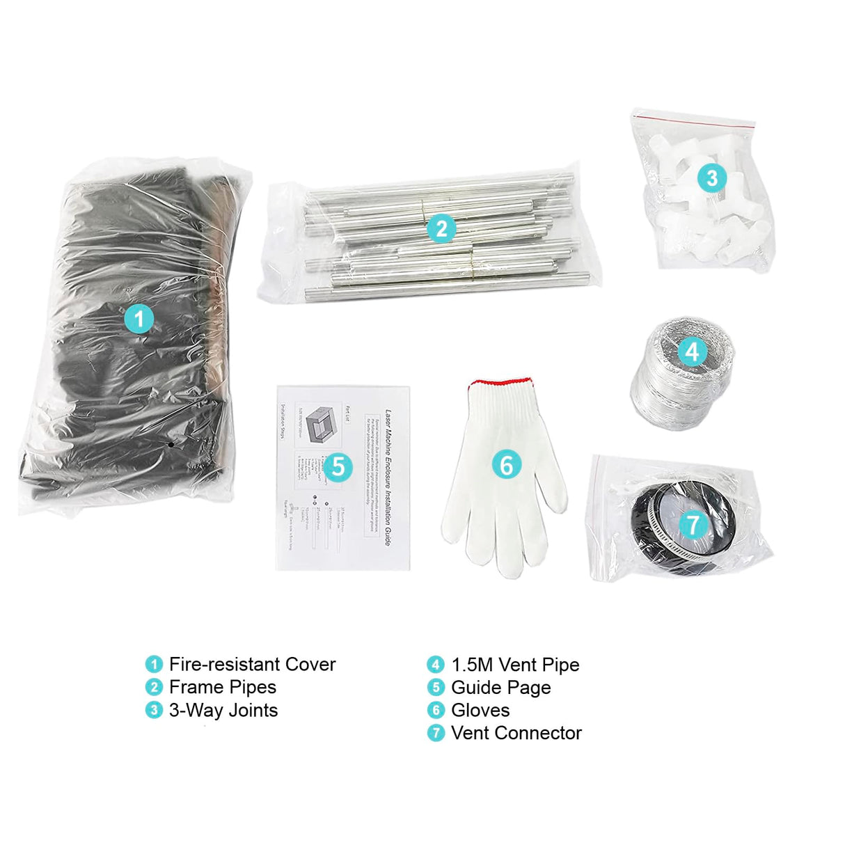 Makacces Laser Engraver Enclosure with Smoke Vent, Fireproof Fabric, Eye Protection Film, 25x25x13 Inch Laser Engraving Machine Protective Cover, for Makacces