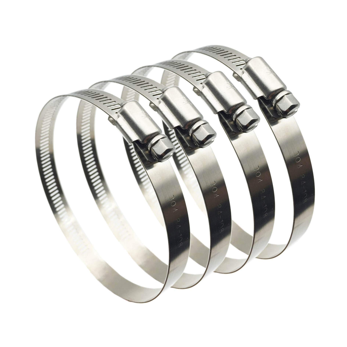 EesTeck 4" (Diameter) Adjustable 304 Stainless Steel Duct Clamps Pipe Clamp Air Ducting Clamp worm drive hose clamps (4Pcs) EesTeck