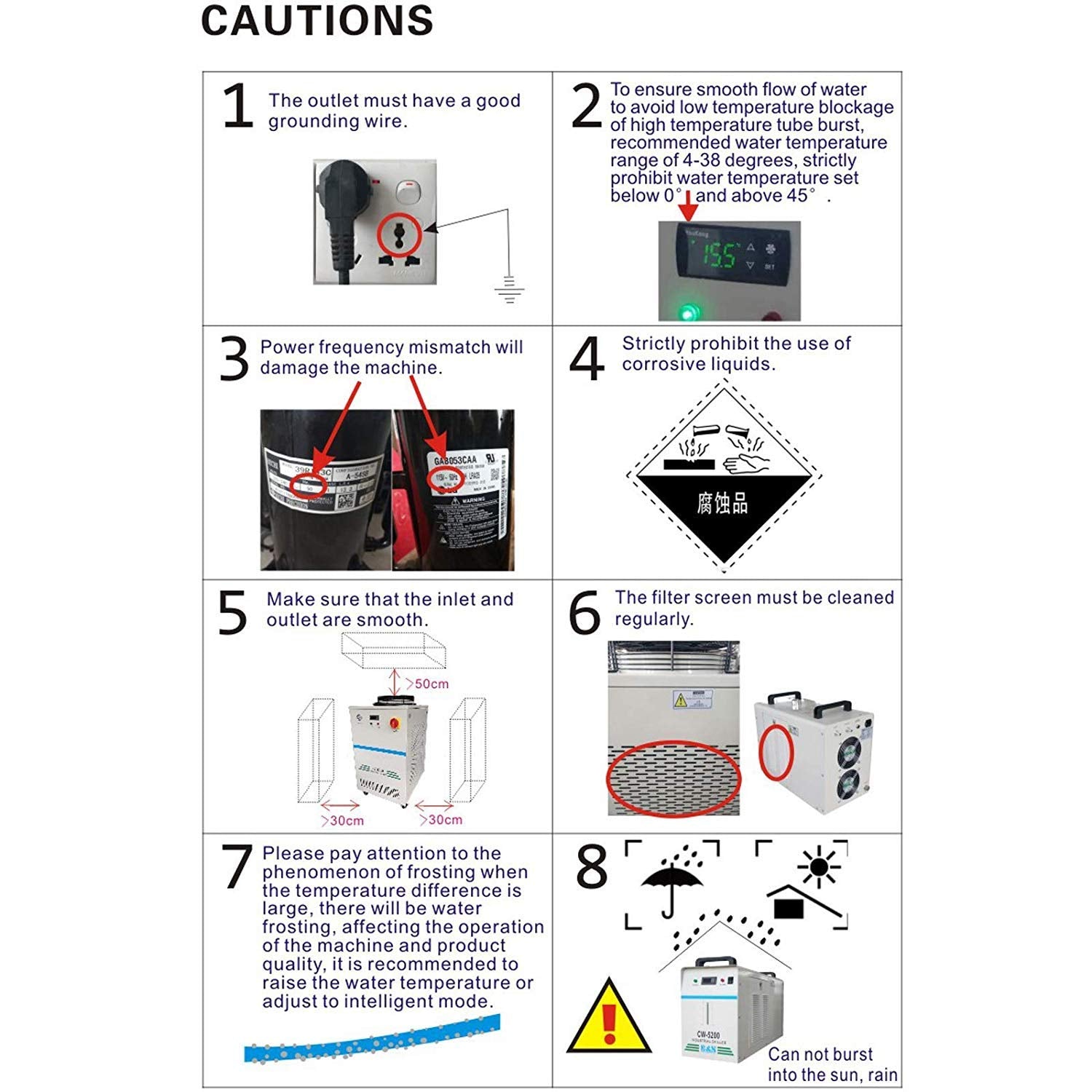 110V Water Chiller 9L High-Capacity Industrial Water Chiller Thermolysis Industrial Water Cooling Chiller for 60W 80W CO2 Glass Tube Laser Engraving cjc