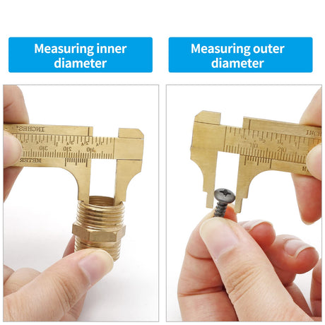 Kyuionty Brass Pocket Vernier Caliper Ruler, Sliding Gauge Mini Vernier Caliper Double Scales MM/Inch Measuring Tool (100mm) Kyuionty