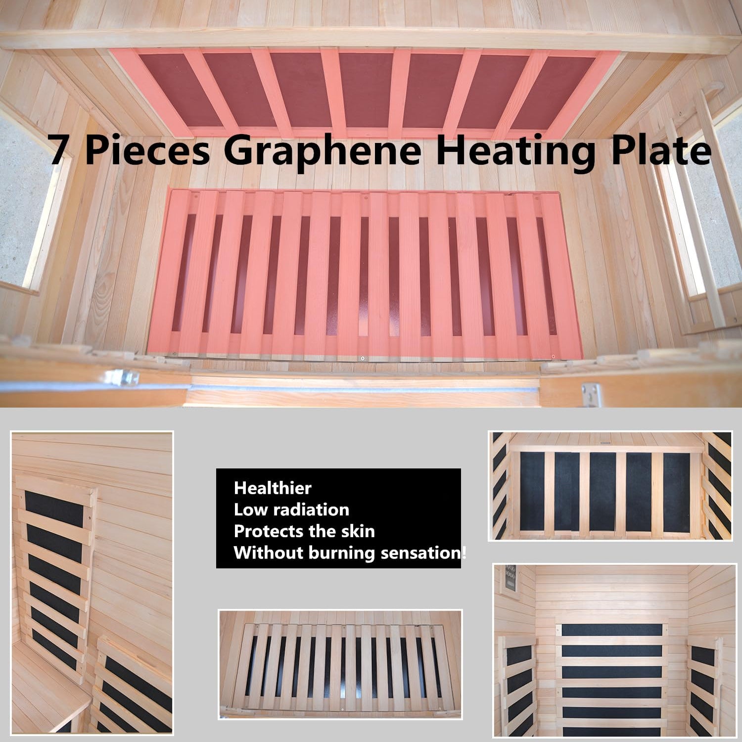 Infrared Saunas Room for Home 1 Person 1260W,7 Piece Graphene Heating Plate Dry Sauna, Wooden Canadian Hemlock Indoor Spa Sauna,Multi Functional Kang Share