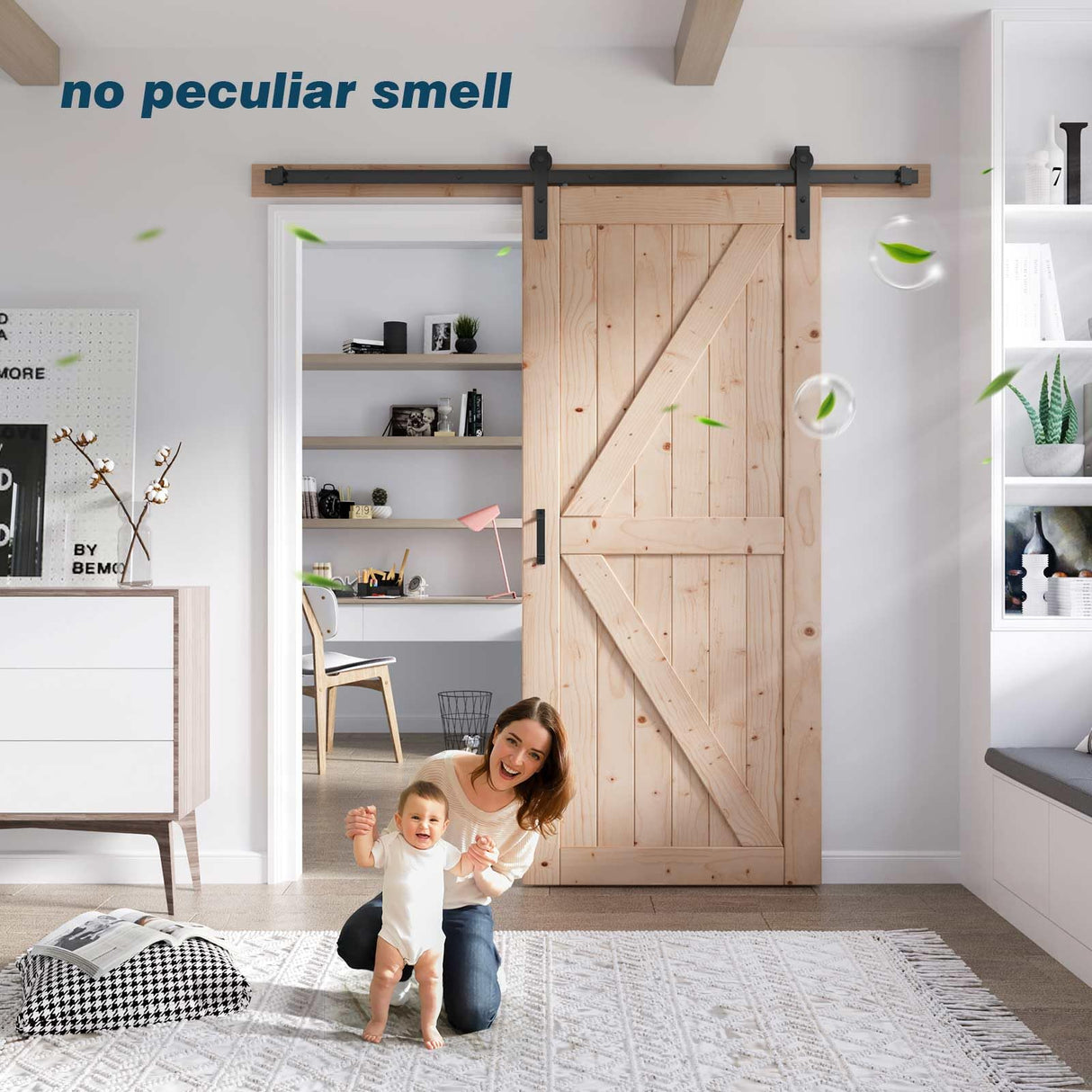 FREDBECK 36in x 84in Wood Barn Door with 6.6FT Barn Door Hardware Kit Included K Shape Solid Spruce Wood Panel Need to Assembly FREDBECK