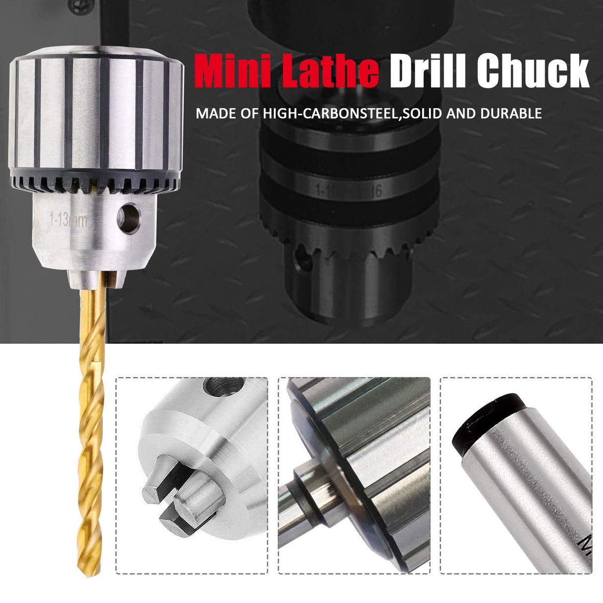 KingTool 4 Pcs Drill Chuck Set - 1/2-Inch Drill Chuck with Chuck Key with #1 (JT33-MT1) and #2 (JT33-MT2) Morse Taper Arbor - WoodArtSupply