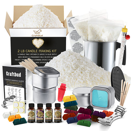 CraftBud Candle Making Kit - 56 Pieces Soy Candle Making Kit - Complete Candle Maker Kit - Best Candle Maker Kit for Adults and Beginners - Candle CraftBud