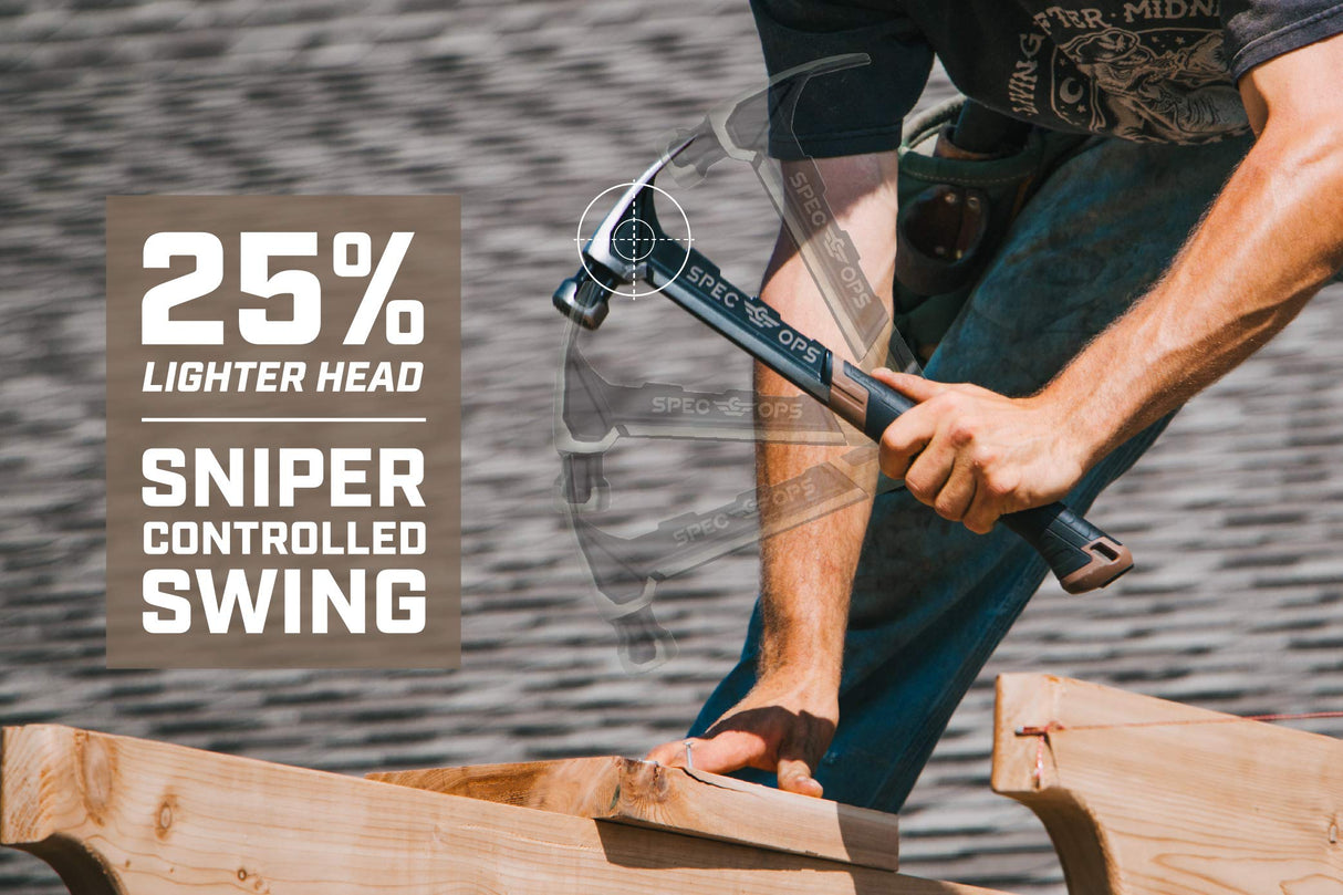 Spec Ops - SPEC-M22CF Tools Framing Hammer, 22 oz, Rip Claw, Milled Face, Shock-Absorbing Grip, 3% Donated to Veterans Black/Tan Spec Ops