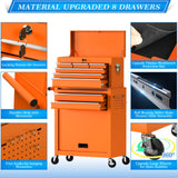 High Capacity Tool Chest Tool Box, Rolling Tool Chest with 8 Drawers, Portable Top Box with Lock, Garage Tool Storage Cabinet with Wheels, Keyed Go Big