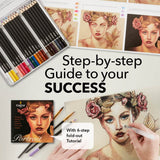 Castle Art Supplies Portraits Themed Watercolor Pencils Set | 24 Quality, Selected Vibrant Colors | Draw and Paint at the Same Time | For Adult Castle Art Supplies
