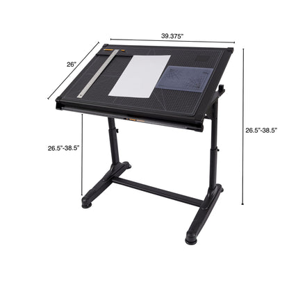 Stand Up Desk Store Adjustable Height and Angle Drafting Table Drawing Desk with Large Surface (Black Frame/Black Top, 40" W X 26" D) - WoodArtSupply