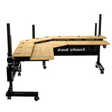 VERSADESK Foundry Split Level Corner Standing Desk, Electric Height Adjustable Standup Computer Desk, Ergonomic Studio Desk Workstation, Solid Bamboo VERSADESK