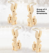 Unfinished Wood Reindeer Ornaments - Pack of 4 Wooden Deer for Holiday Decorations and Christmas Displays Ready for DIY Craft Projects from Factory Factory Direct Craft