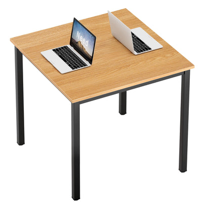 Need Small Square Dining Table- 31-1/2'' Sturdy and Heavy Duty Writing Desk for Small Spaces and Writing Table Desk, Teak Color Desktop & Black Frame