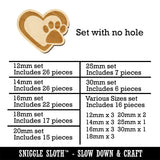 Heart with Paw Print Mini Wood Shape Charms Jewelry DIY Craft - 30mm (6pcs) - No Hole Sniggle Sloth
