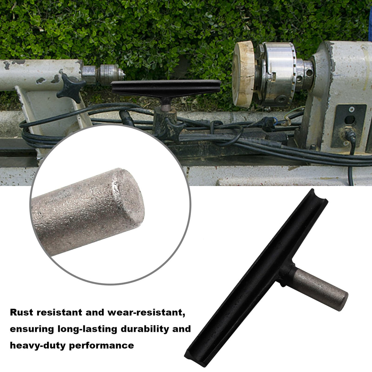 Vkinman 12 Inch Lathe Tool Rest 25.32mm Post Cast Iron T Type Tool Post Round Handle Tool Post Wood Lathe Turning Accessories for Woodworking Vkinman