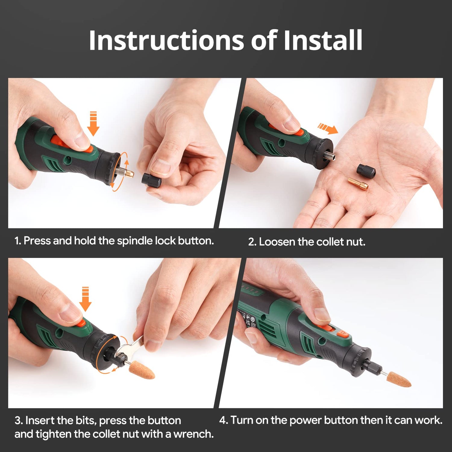 DEPSTECH Cordless Rotary Tool Kit, 8V 2.0Ah Rechargeable Battery, 30000RPM 5-Speed Multi Power Carving Tools, 127Pcs Accessories, Shield Attachment, DEPSTECH