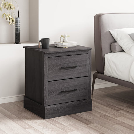 Giantex Farmhouse Nightstand Set of 2, Wood Bedside Table with 2 Storage Drawers, Compact Floor Night Stand End Table, Accent Sofa Side Table for Giantex