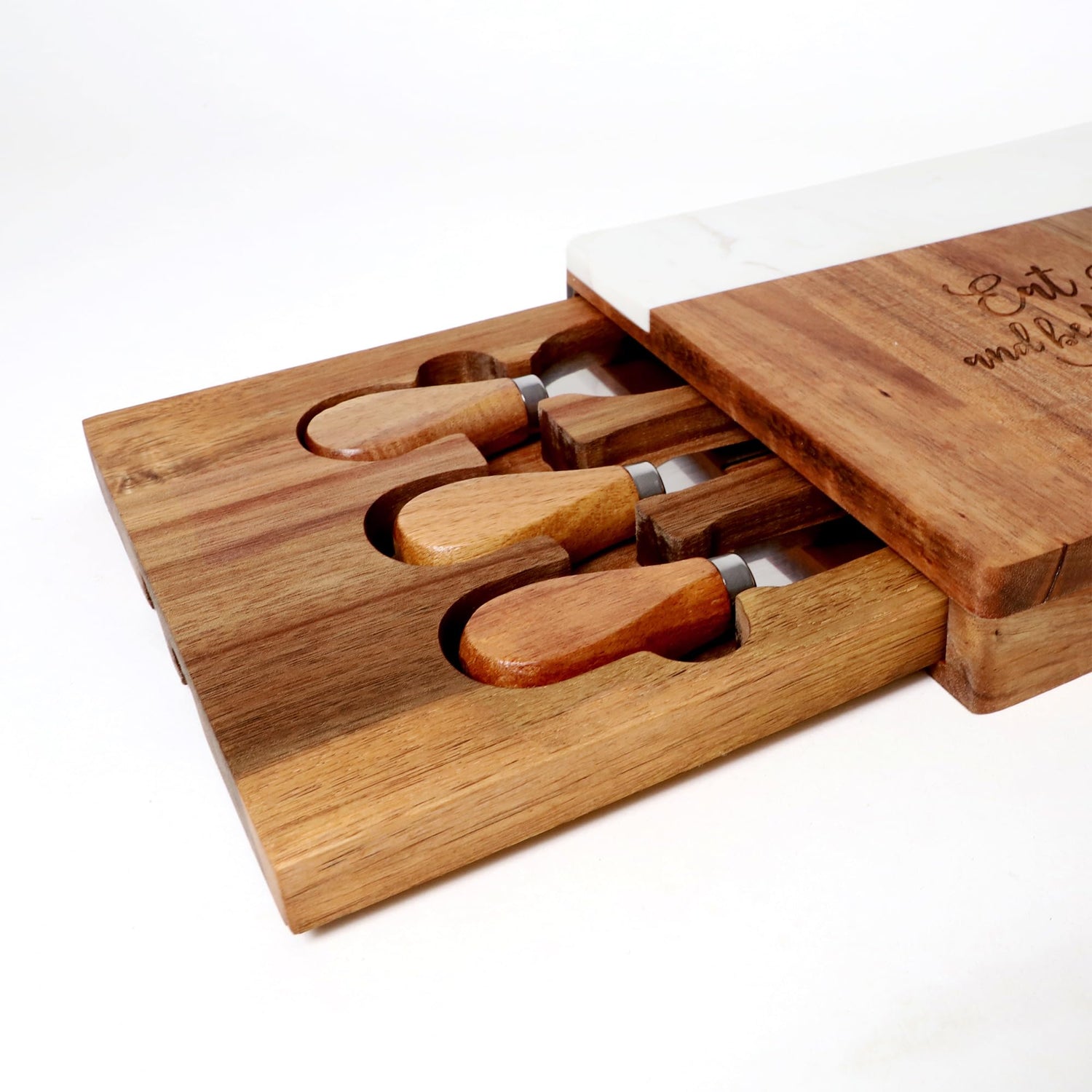 Let's Make Memories Personalized Monogram Marble Wood Cheese Board - Custom Charcuterie Platter - Home Entertaining - Customize with Initial & Name Let's Make Memories