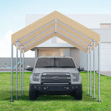 Rutile 12'x20' Carport Canopy ONLY Tent Garage Replacement Top Tarp Car Shelter Cover w/Ball Bungees Beige (Only Top Cover, Frame is not Included) WoodArtSupply
