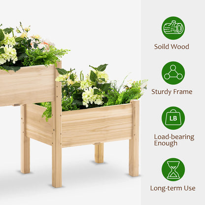 mcombo Raised Garden Bed, 3 Tier Outdoor Wood Elevated Planter Box Kit, Raised Garden Boxes for Vegetables, Herb and Flowers, 72" x 17.7" x 31.5",