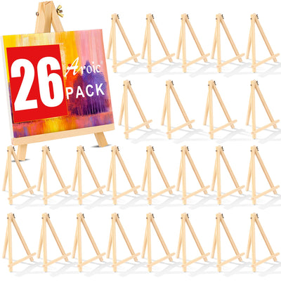 26 Pack 9 Inch Wood Easels, Easel Stand for Painting Canvases, Art, and Crafts, Tripod, Painting Party Easel, Kids Student Tabletop Easels for