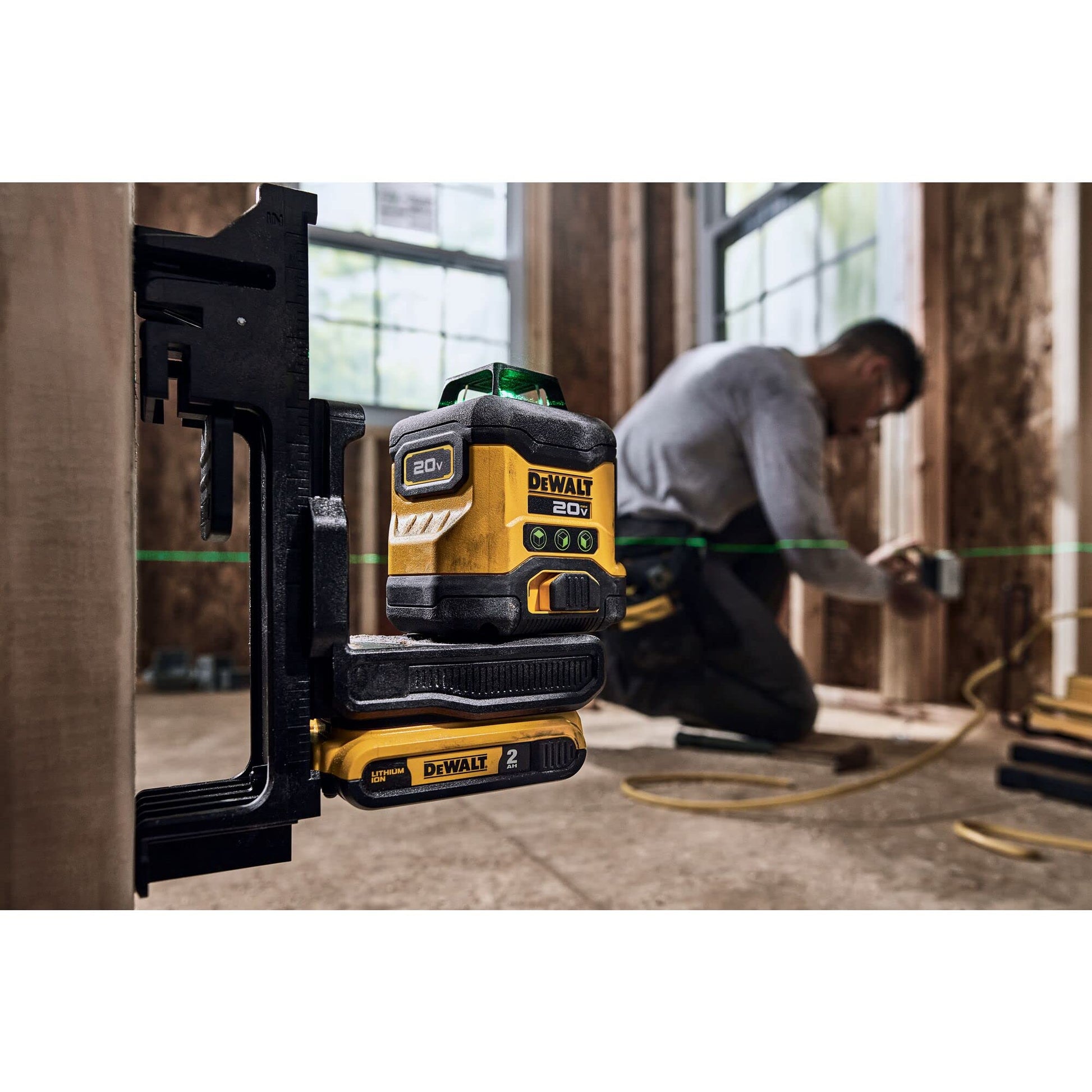 DEWALT 20V MAX Laser Level, Cross Line Laser, 3X360, Green, Bare Tool Only (DCLE34031B),Black - WoodArtSupply