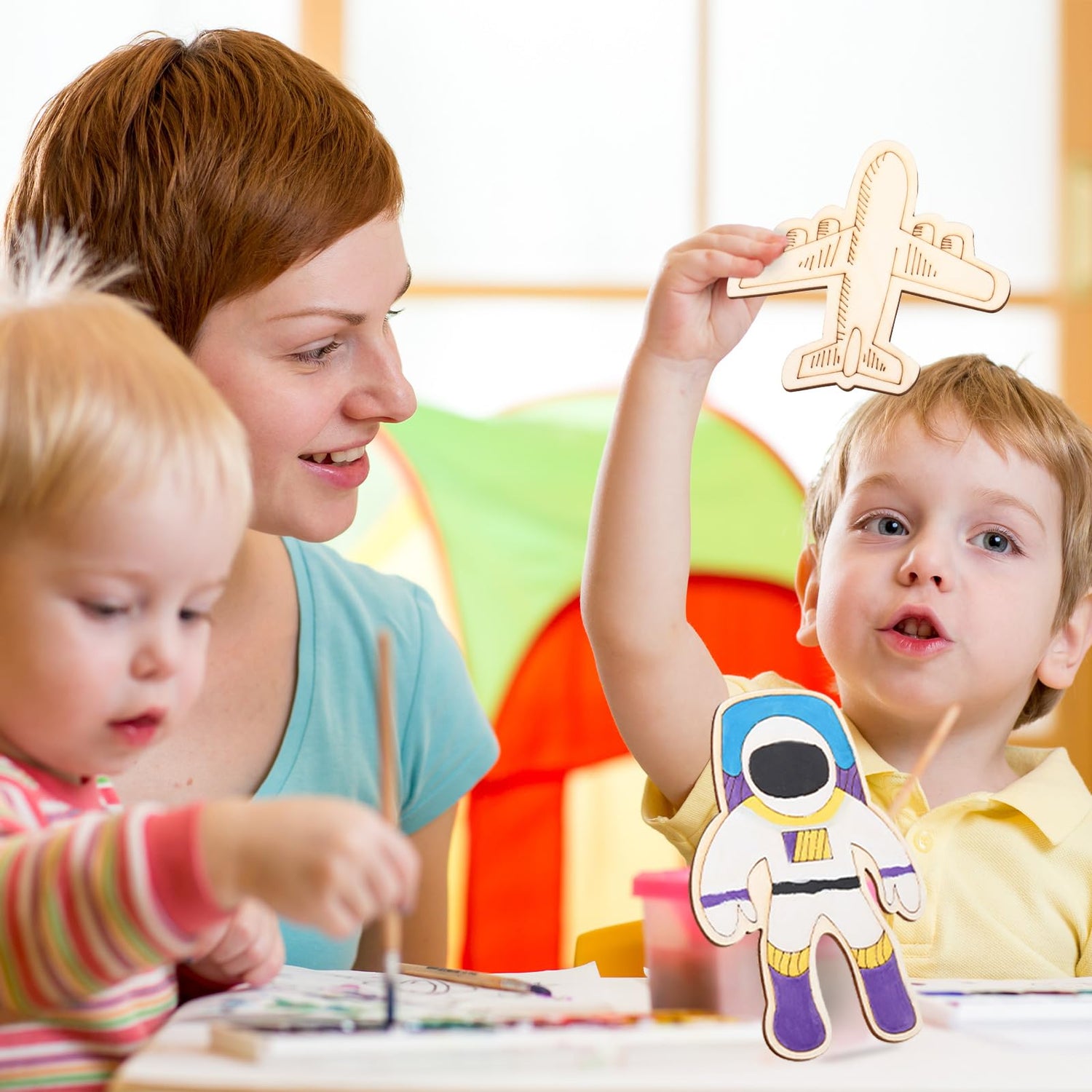 Outer Space Unfinished Wooden Cutouts Wooden Paint Crafts for Halloween Christmas Decoration Kids DIY Craft Art Project and Home Decor Ornament Jetec