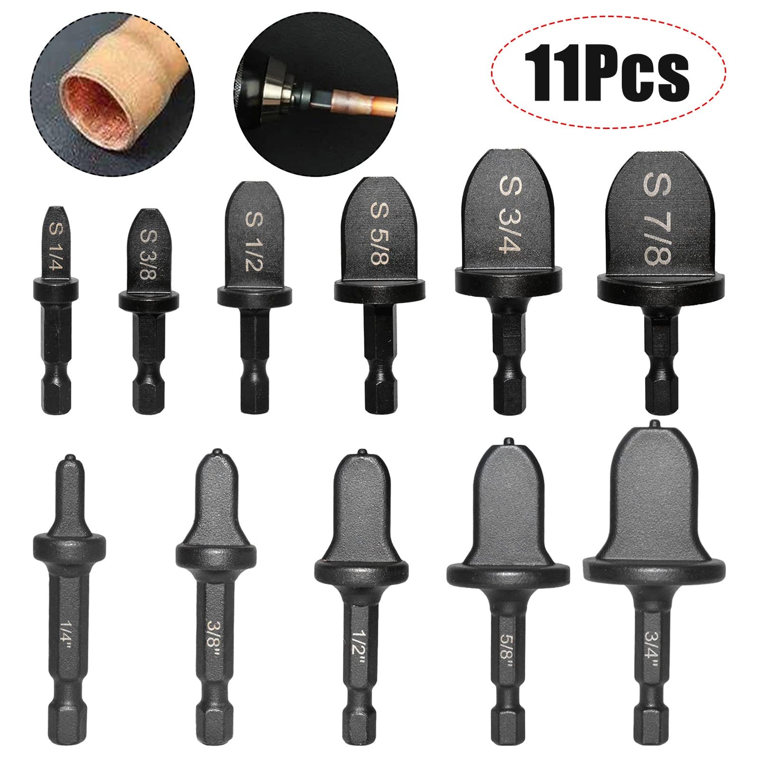 Copper Swaging Tool HVAC Drill, 11 Pcs HVAC Pipe Expander Tool Air Conditioner Manual Copper Pipe Swage Expander Drill Bit with 1/4'' 3/8'' 1/2'' TVlifams