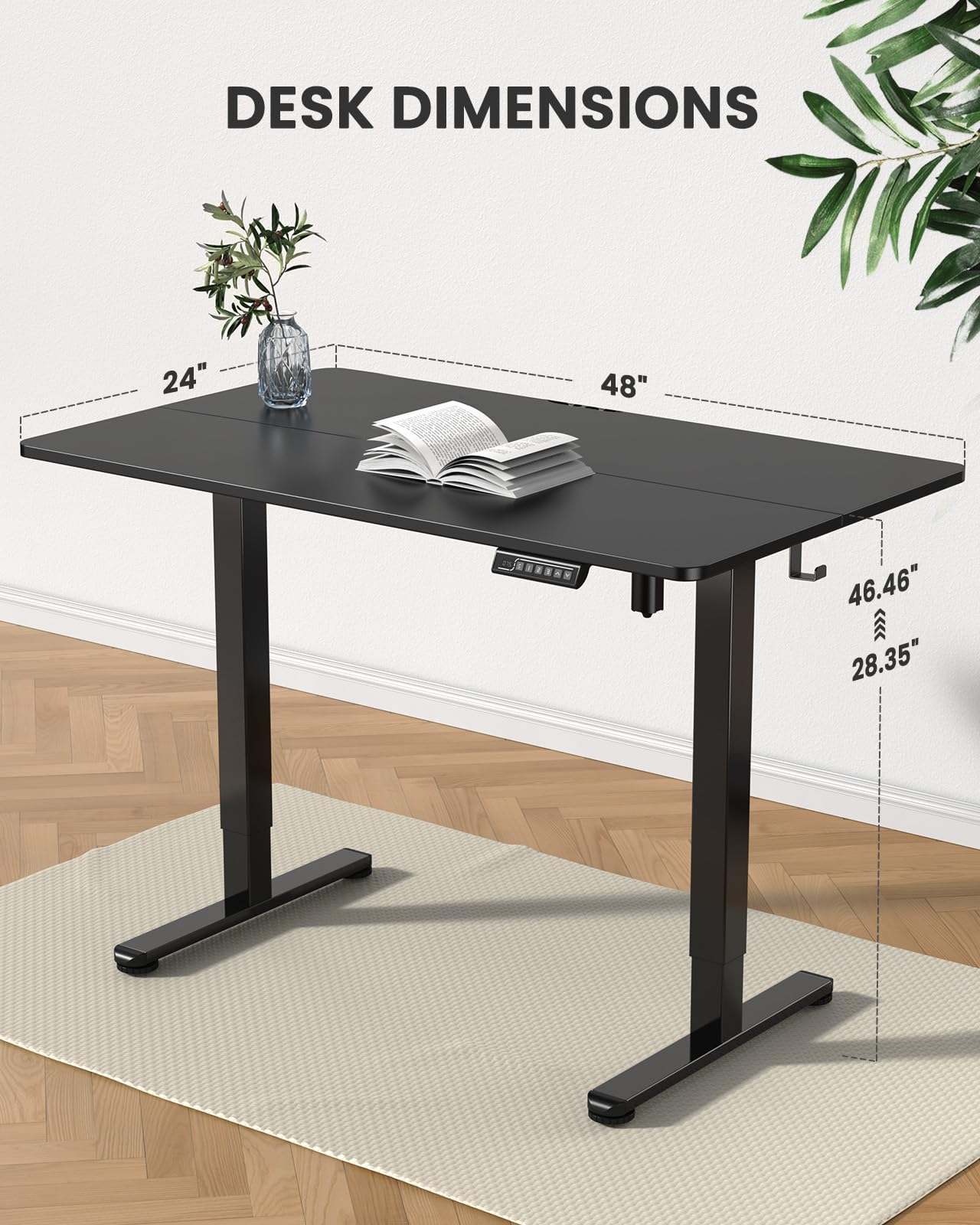 ErGear Height Adjustable Electric Standing Desk, 48 x 24 Inches Sit Stand up Desk, Memory Computer Home Office Desk (Black)