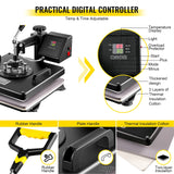VEVOR Heat Press Machine 15x15 inch 6 in 1 T-Shirt Heat Press and Vinyl Cutter 53 inch Plotter Machine 1350mm PC Only Paper Feed Vinyl Cutter Plotter VEVOR
