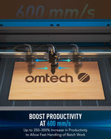 OMTech 100W CO2 Laser Engraver with LightBurn & Water Chiller, 20"x28" Laser Engraving Cutting Machine with 4 Way Pass Through Air Assist Wheels, OMTech