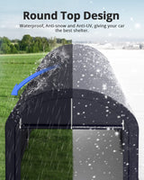 KING BIRD 10' x 20' Heavy Duty Carport Round Style Outdoor Instant Garage Anti-Snow Car Canopy with Reinforced Ground Bars KING BIRD