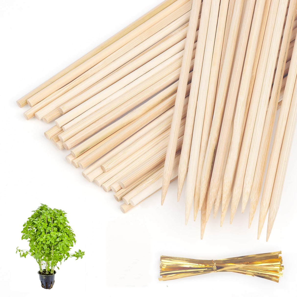40 Pack 18'' Natural Bamboo Plant Stakes, Wood Plant Supports, Wood Garden Sticks for Plants Tomato Floral Potted, Wooden Sign Posting Garden Sticks Newflager