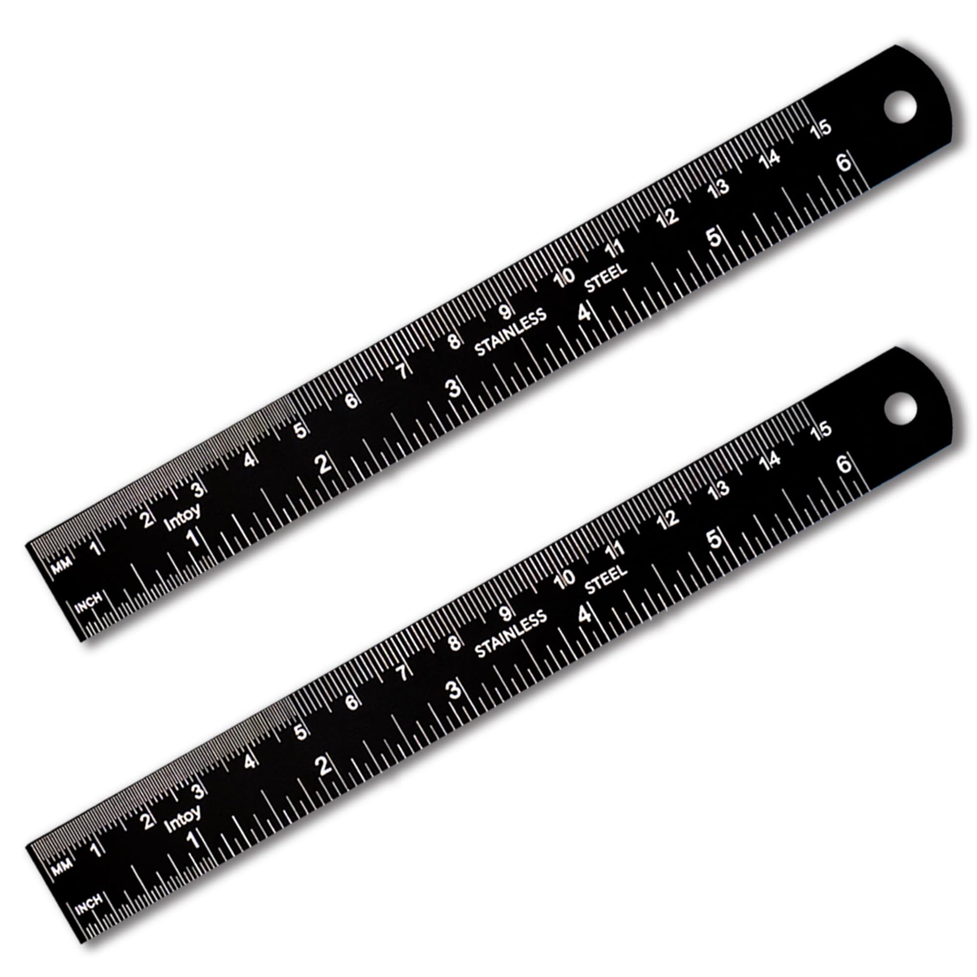 Zotemo Metal Ruler, 6 Inch Stainless Steel Ruler with Metric Measurement, 2 Pack, 15 Centimeters Straight Edge Ruler with Inch to MM Conversion Table - WoodArtSupply