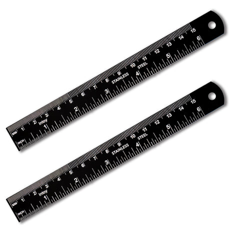 Zotemo Metal Ruler, 6 Inch Stainless Steel Ruler with Metric Measurement, 2 Pack, 15 Centimeters Straight Edge Ruler with Inch to MM Conversion Table Zotemo